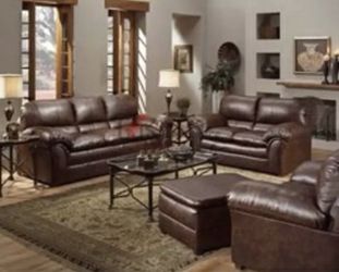 2PCS BONDED LEATHER SOFA AND LOVE SEAT NEW