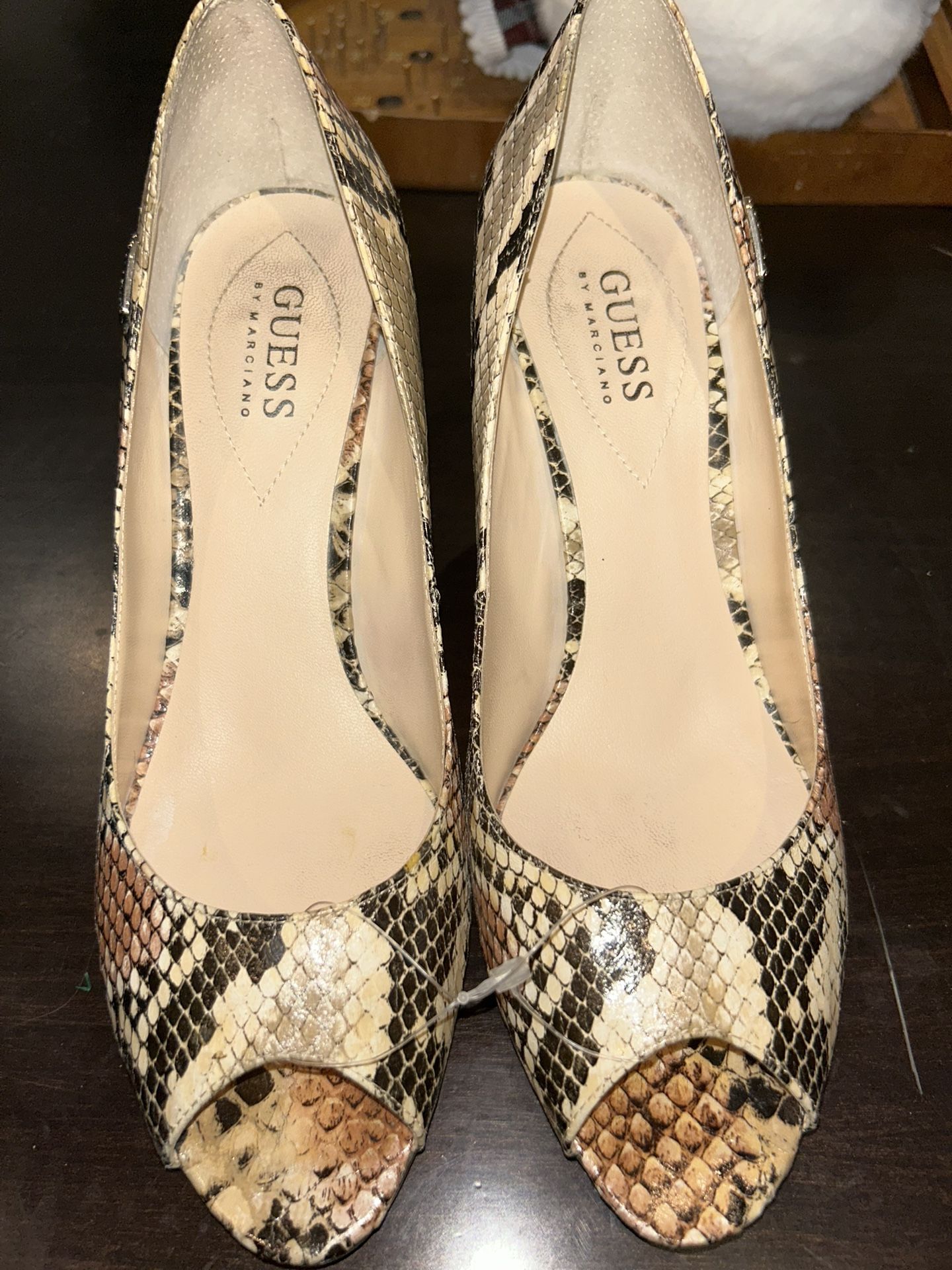 Guess By Marciano Faux Snakeskin Open-Toe Pumps Women Heels - Size 7.5