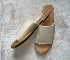 Beige flat women sandals size  9