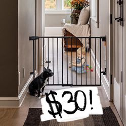 Babelio 29.7-46.5" No Bottom Bar Baby Gate For Stairs, Safety Pet Gates With Large Walk Thru Door, Hardware Mount Dog Gate For The House And Doorways