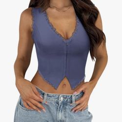 Lace Top for Women Summer V Neck Sleeveless Going Out Corset Tank Tops