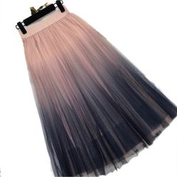 Gradient Mesh Skirt Long