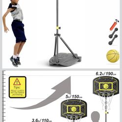 Kids Basketball Hoop Indoor Outdoor Portable Adjustable Height 3.6ft-6.2ft Toddler Basketball Hoop for Kids Boys Girls Age 3 4 5 6 7 8 Little Kids Bas