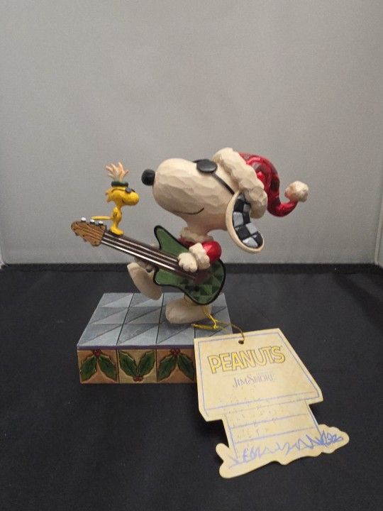 Jim Shore Peanuts Snoopy and Woodstock Rocking Out Rock ‘n' Roll Duo No Box
