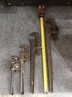Assorted pipe Wrenches
