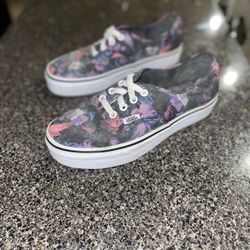 VANS Authentic Classic Canvas Paint Splatter Skate Shoes Womens 6.5