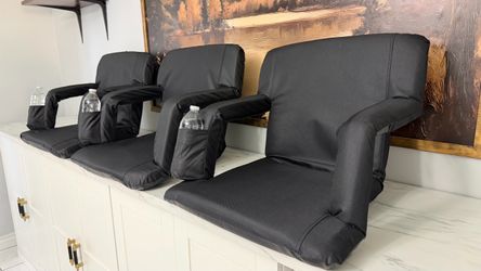Set of 3 Portable Stadium Seats with Armrests and Backpack Straps