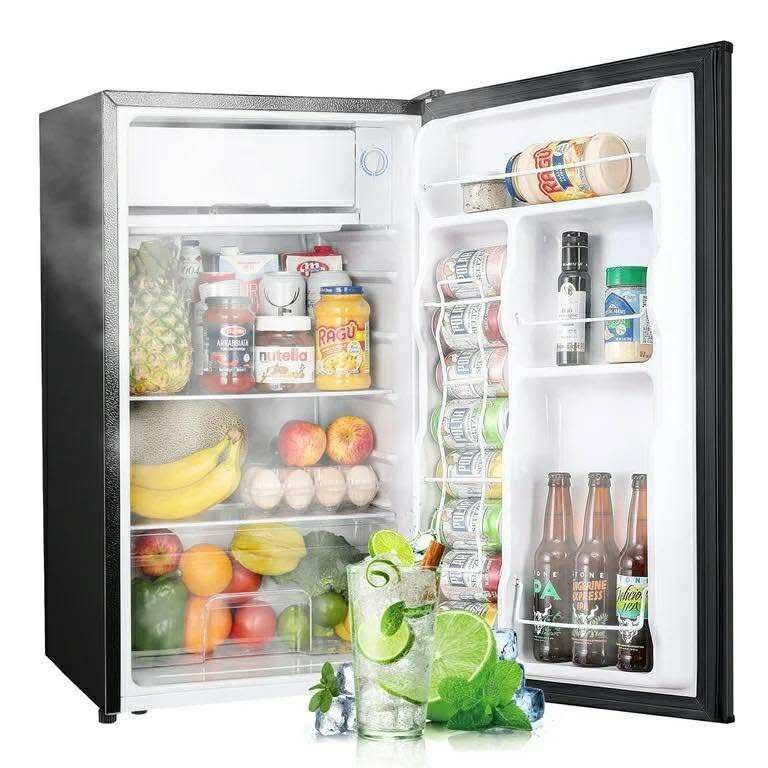Upstreman 3.2 Cu.ft Mini Fridge with Freezer, Adjustable Temp, Quiet, Black, 39.7 lb