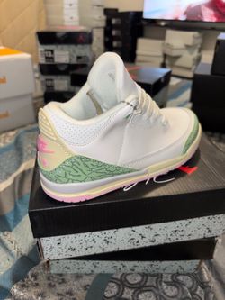 Jordan retro 3 pink / white/ green