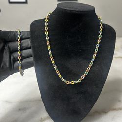 Multicolored Necklace/bracelet Set 16-18inches