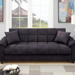 Black Sofa Convertible Bed With Hidden Storage 