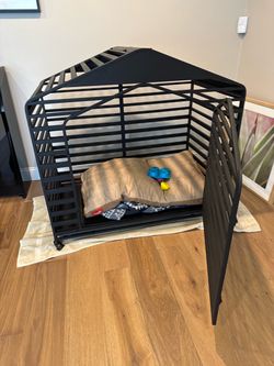Large Black Metal Dog Crate Heavy Duty Dog House