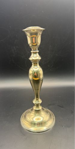 Dept 56 Silver Color Candlestick Holder - Vintage Style, 10” tall