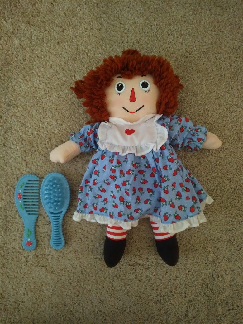 Raggedy Ann Doll 12" With Brush And Comb