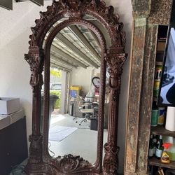 Italian Carved Wood Full-Length Mirror 