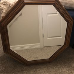 Octagon Wood Mirror