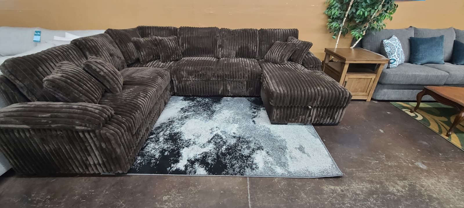 Brown Corduroy Sectional With Pullout Bed
