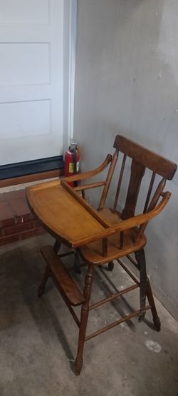Vintage Wooden Baby Highchair