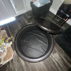 Round Ottoman With Storage