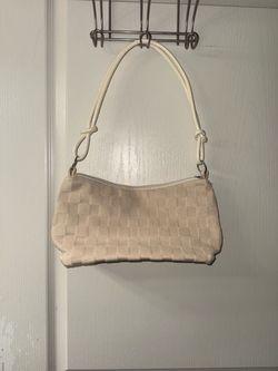 Cream checker purse