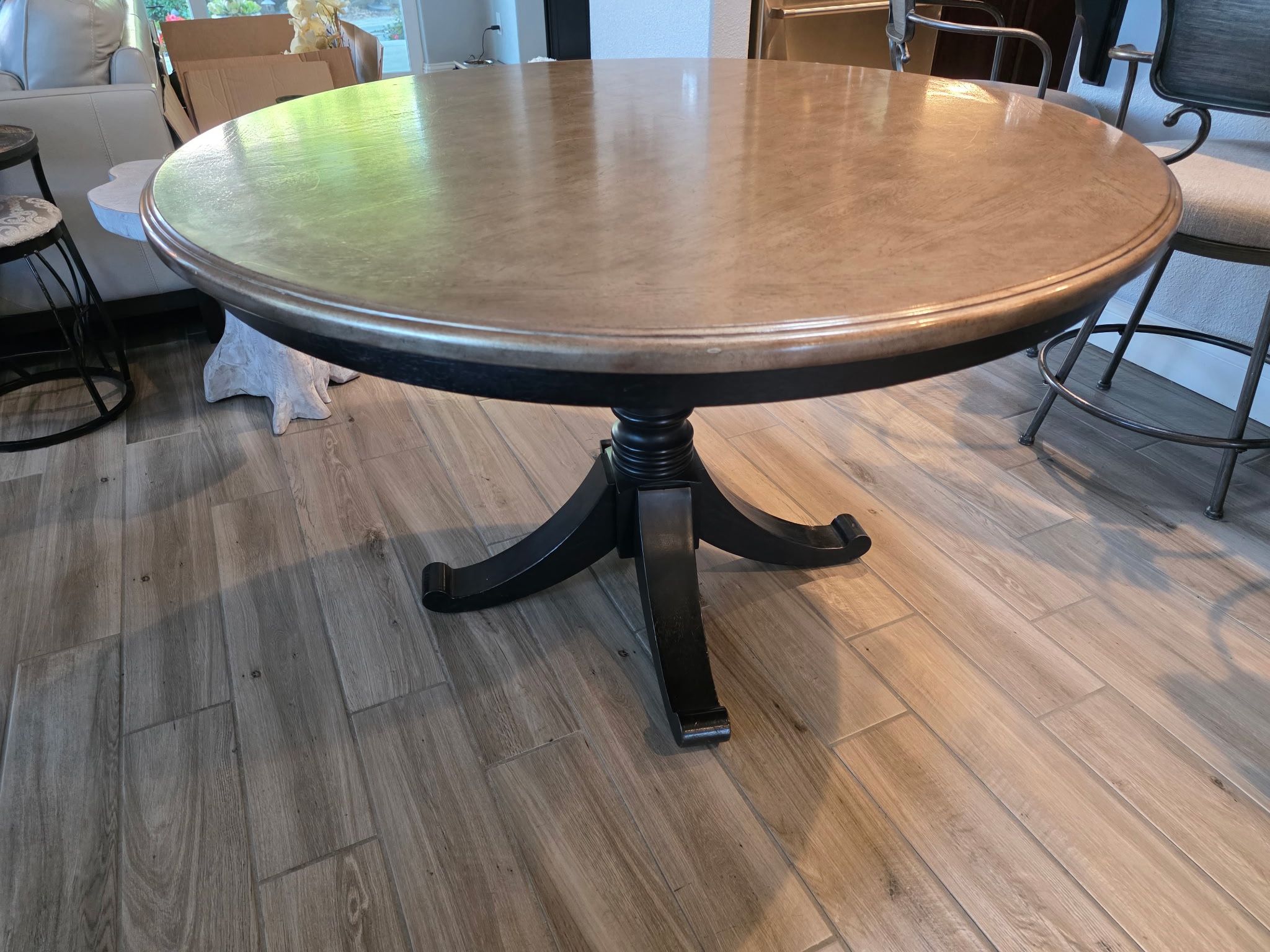 Large Round Solid Wood Dining Table