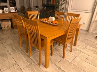 Solid Wood Dining Table with 6 Chairs