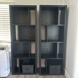 2 Black Wood Bookcases