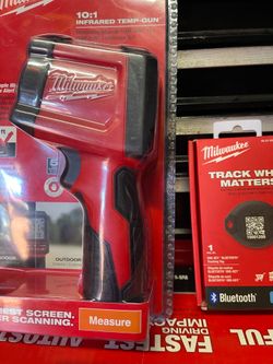 MILWAUKEE INFRARED TEM -GUN  #2267-20H AND ONE-KEY BLUETOOTH  TRACKING TAG # 48-21-2301 Read Below