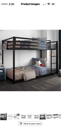 Kids twin floor level bunk bed