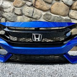 ✅ HONDA CIVIC HATCHBACK 2016 2017 2018 2019 2020 2021 FRONT BUMPER BLUE USED AFTERMARKET + RADIATOR GRILLES + EMBLEM + LOWER VALANCE OEM