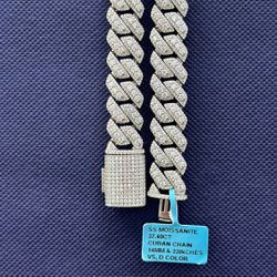 Sterling Silver Moissanite 14mm Double Layer Cuban Chain