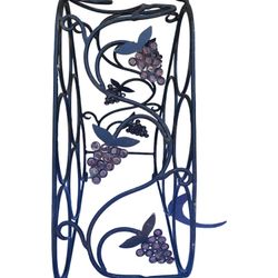 Wine Bottle Rack Metal Leaf and Berry Design Tote Holder for 6