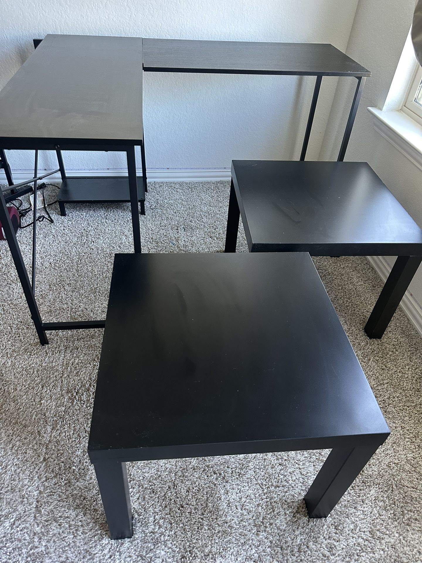 Black Office Desk And Side Tables