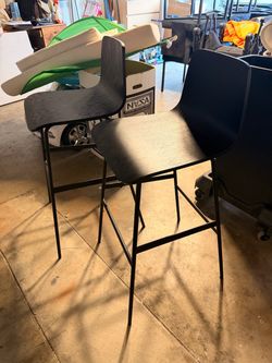 Set of 2 Modern Black Counter Height Bar Stools