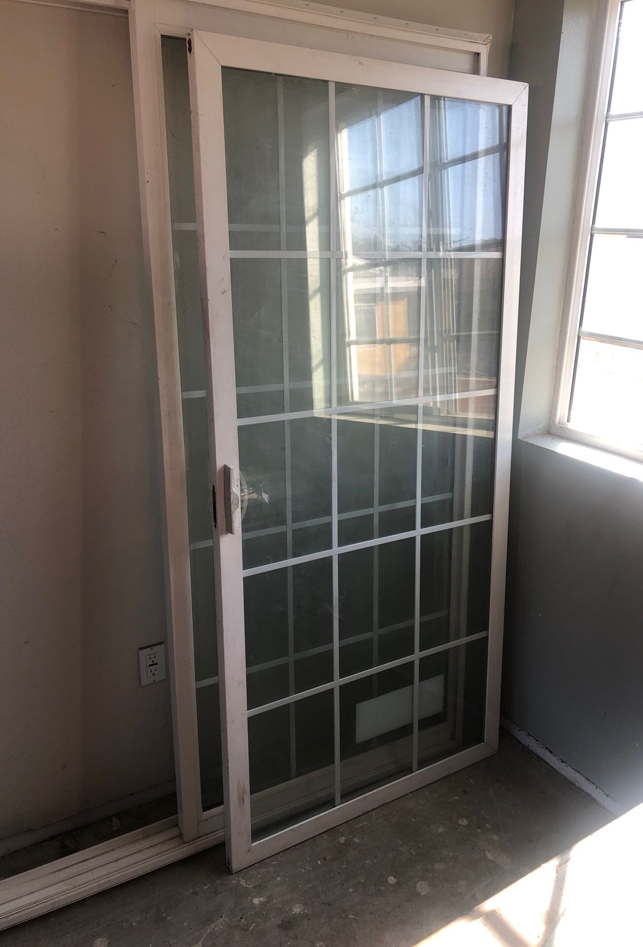 Glass Sliding Door and Frame $100 (No key just handle lock)