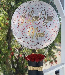 Roses Box Balloons - Happy Birthday - Anniversary