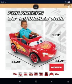 New never used Huffy Cars Lightning McQueen 6V Ride-On Toy Car with Headlights & Engine Sounds, Foot Pedal Drive, Up to 2.5 MPH