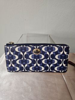 Coach Signature Zip Wallet Wristlet Navy