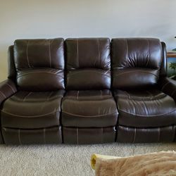 Leather Electric Reclining Sofa 