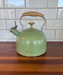 Tinlon Enamel Green Whistling Tea Kettle