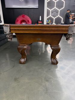 Solid Wood Pool Table with Claw Feet