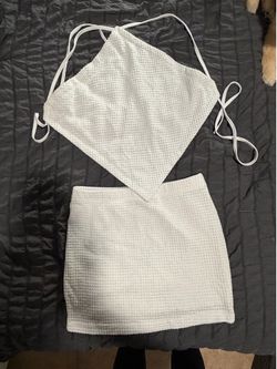 White skirt top set