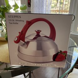 Tea  Kettle - Whistling Red Handle 