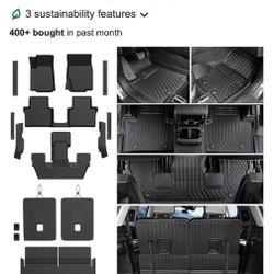 Floor Mats Cargo Mat for 2021-2025 Jeep Grand Cherokee L Captain Chair(Only for 6-Seater w/o 2 B nd Row Armrest