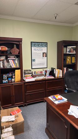 Book shelve and file cabinet - 6 piece wooden set