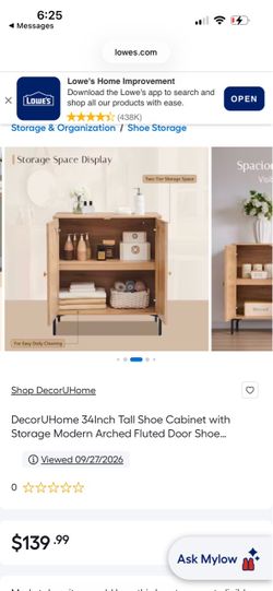 DecorUHome 34-Inch Tall Shoe Cabinet with Storage