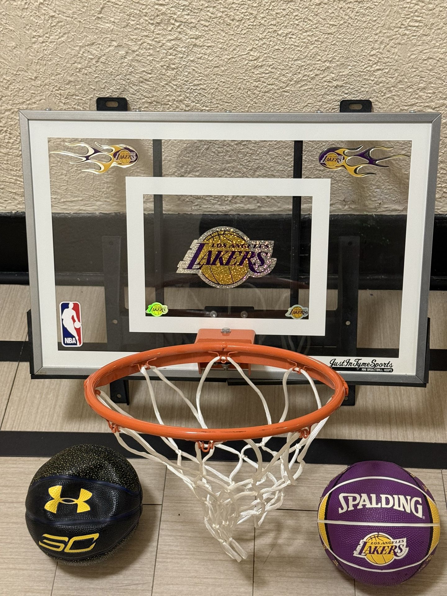 Acrylic Fixed Rim Basketball Hoop Plus 2 Mini Basketballs