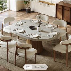 Homary Faux Concrete Dining Table (Circle to Oval)