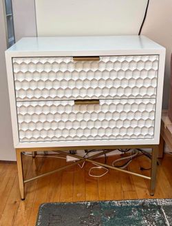 Honeycomb Nightstand Solid Wood 2 drawers