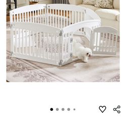 Dog Playpen Puppy Exercise Pen Adjustable Folding Portable Pet Fence for Small to Medium Dogs Indoor Outdoor Use, 6-Panel, White